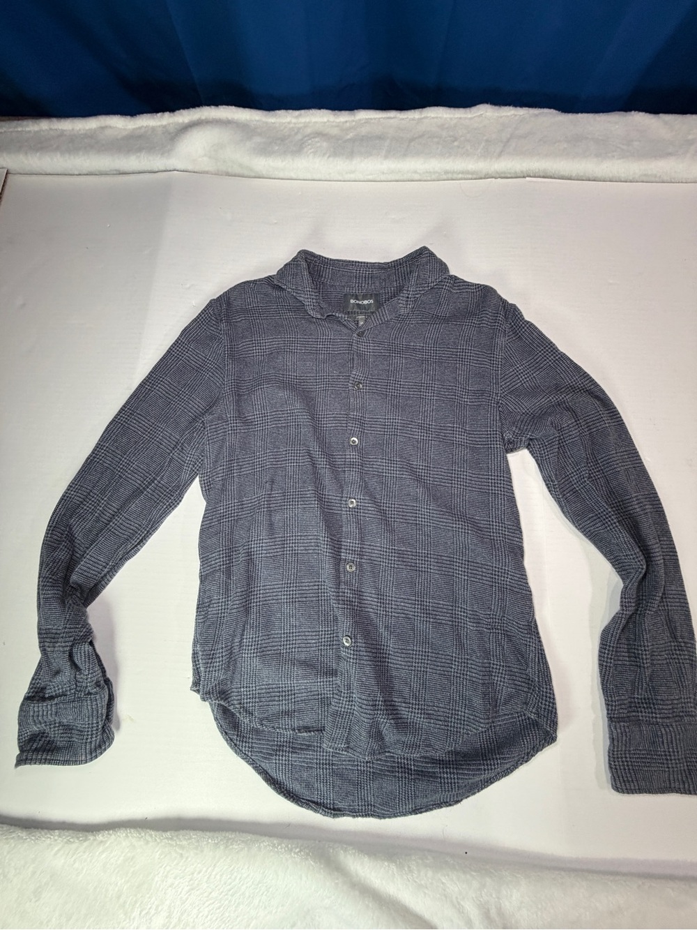Bonobos Standard Fit Textured Plaid Button Front Shirt Men’s XS Gray